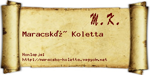 Maracskó Koletta névjegykártya